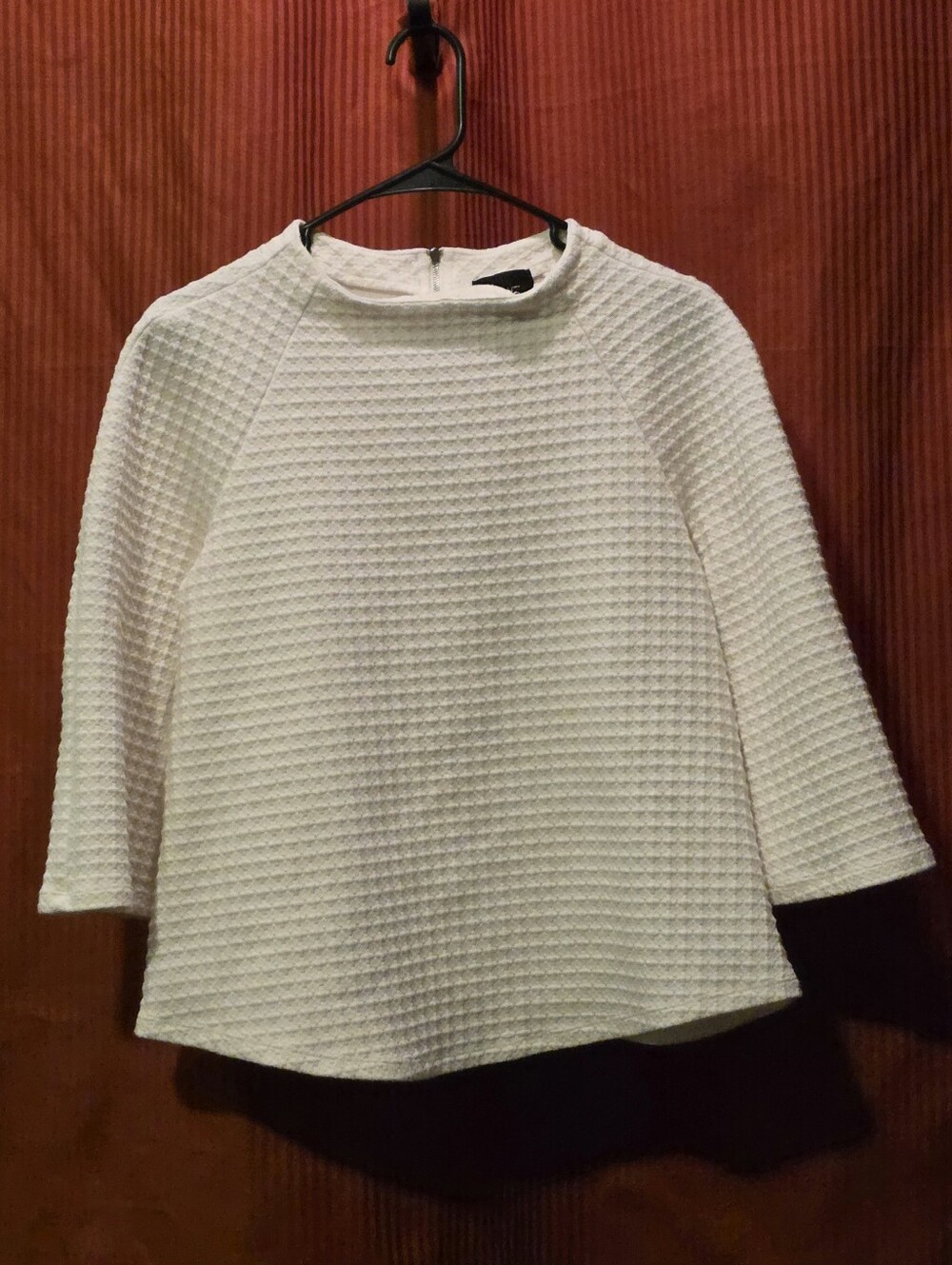 W5 White Textured Crewneck Blouse